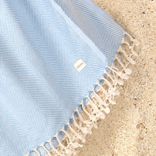 Herringbone 'NoSand' Blanket in Santorini (Large)